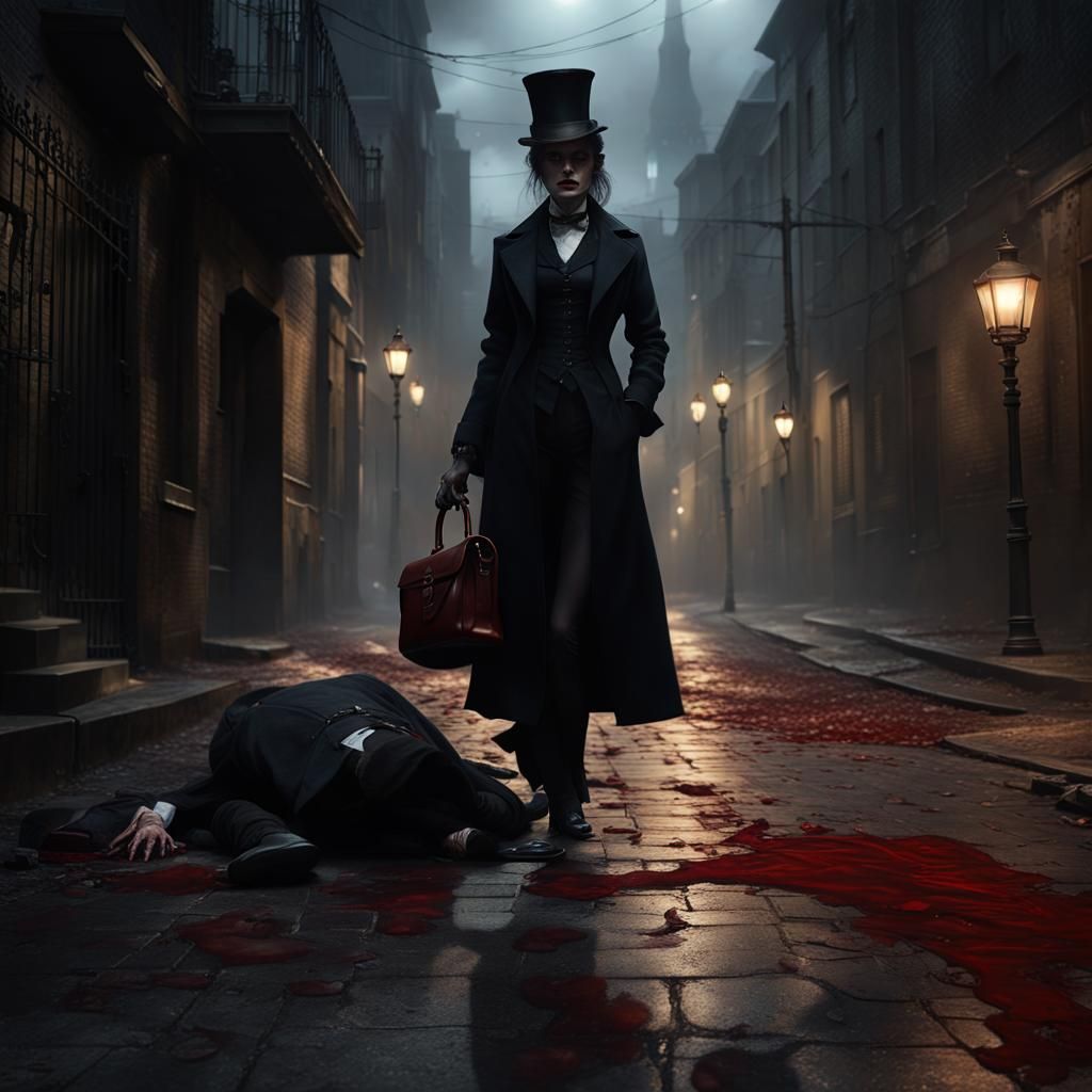 Dark Gothic Doctor in Alleyway: Fantasy Concept Art