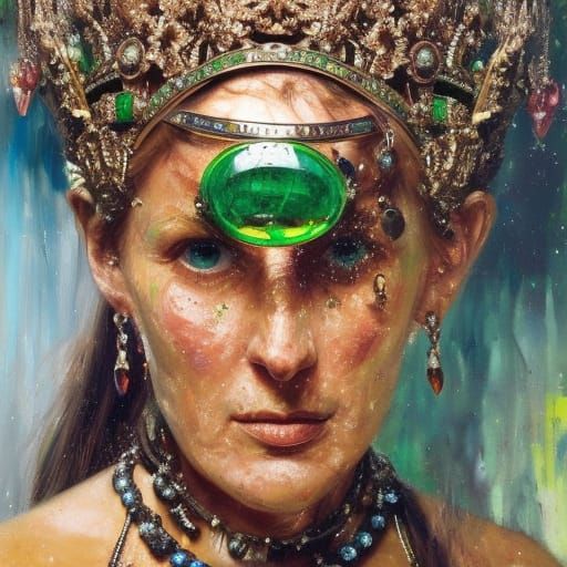 Intricate Emerald Crown: Hyperrealistic Surrealism