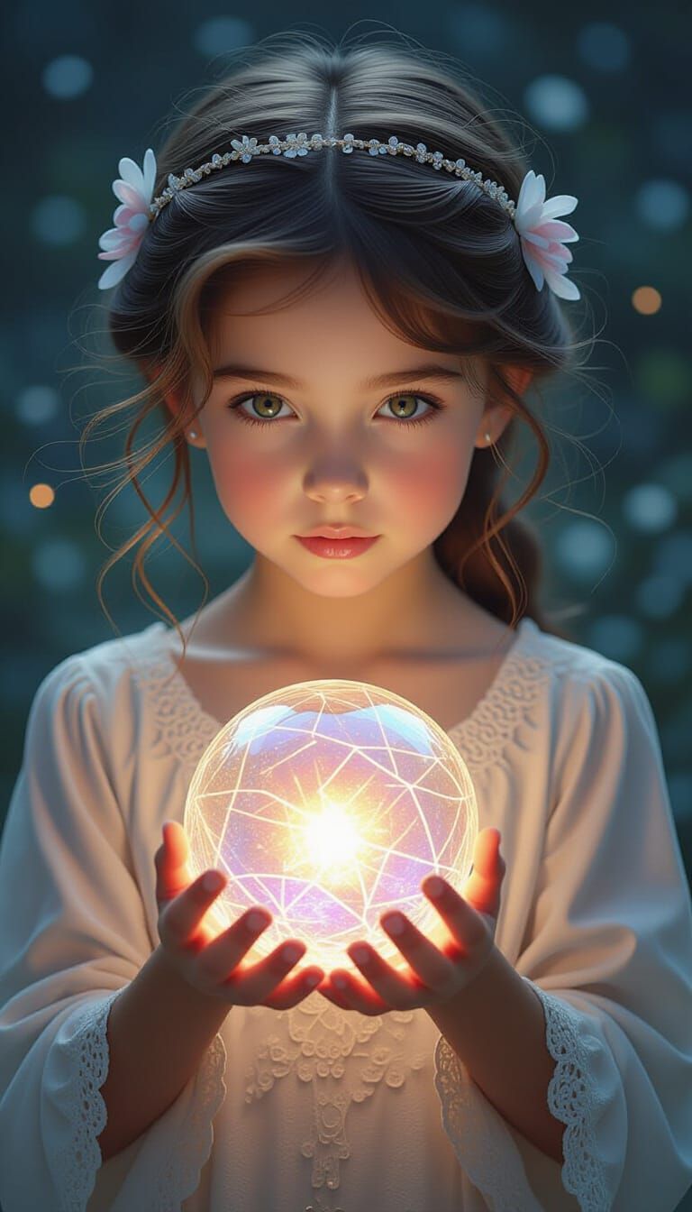 Radiant Crystal Girl Portrait in Digital Art Style