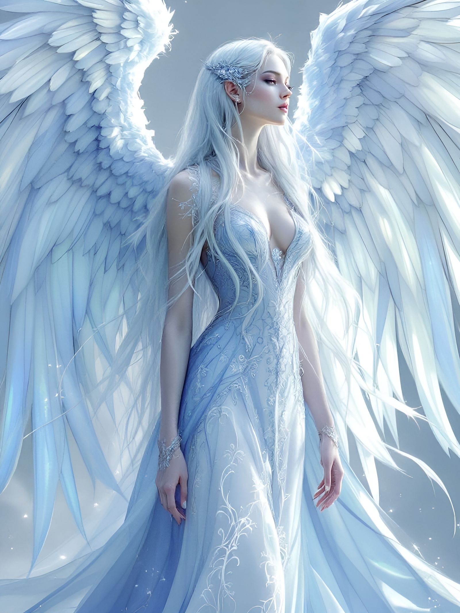 Ethereal Avariel Maiden in Dreamy, Mystical Attire
