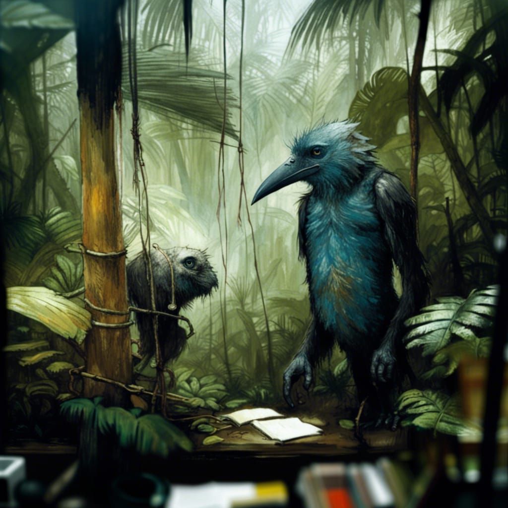 Giant Bird Hiding in Jungle: Photorealistic Masterpiece