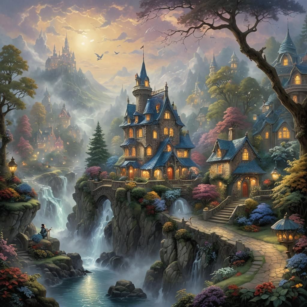 Ethereal Evil Sorceress in a Misty Landscape