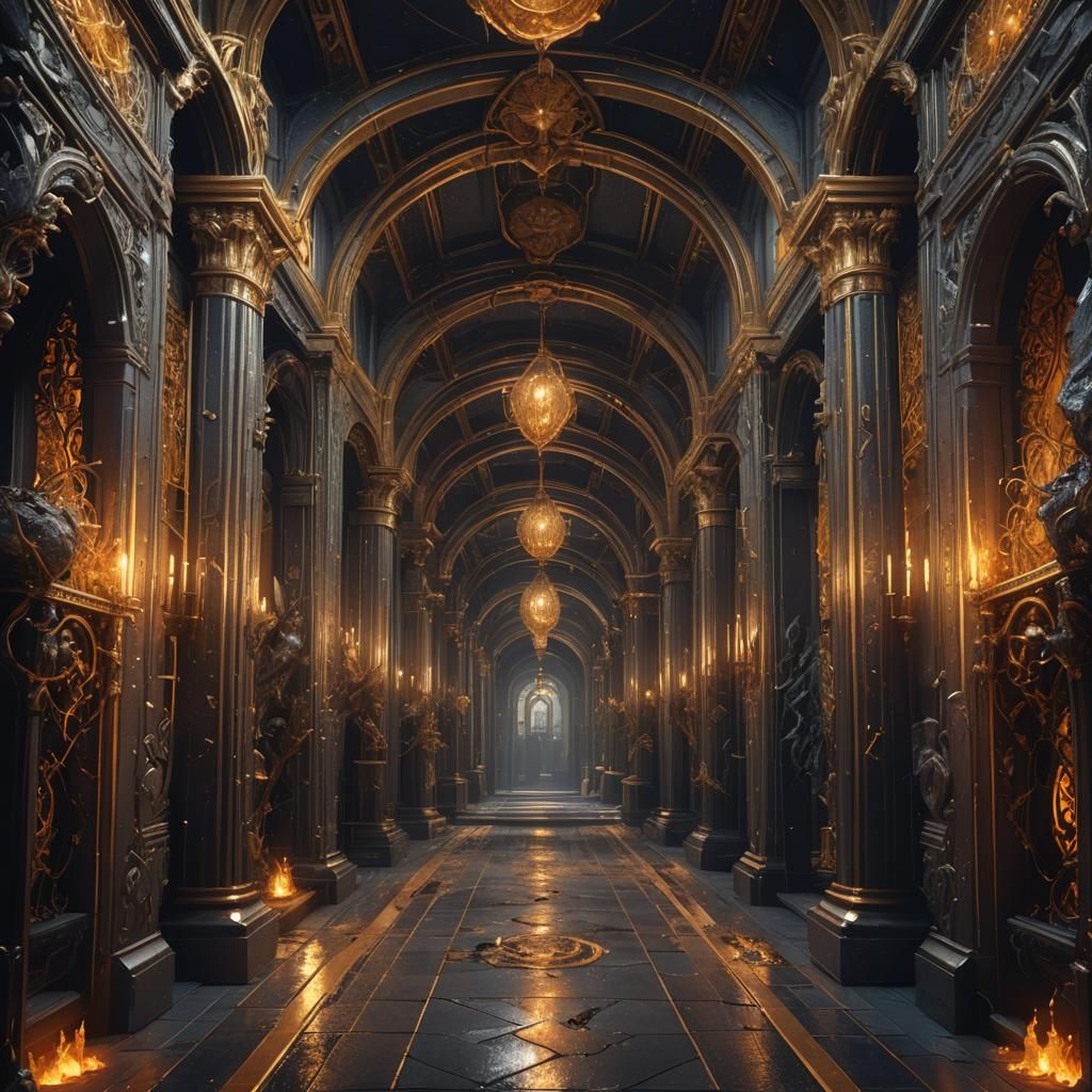 Fantastical Sphalerite Hallway in Detailed Matte Painting