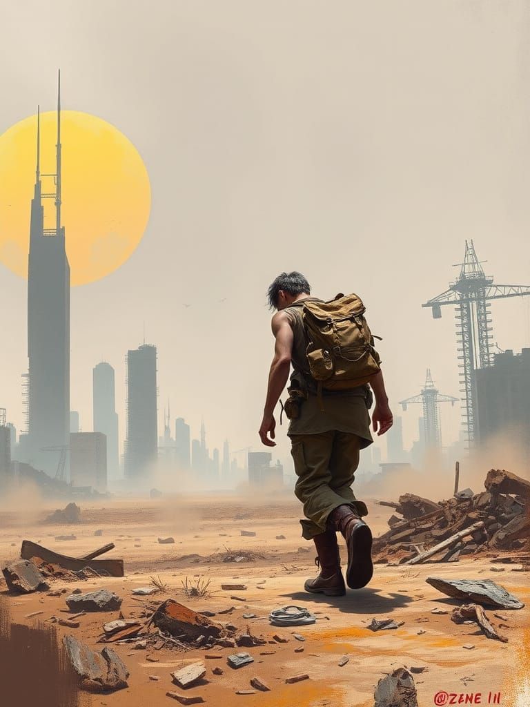 Survivor of a Ruined World Scours a Barren Landscape