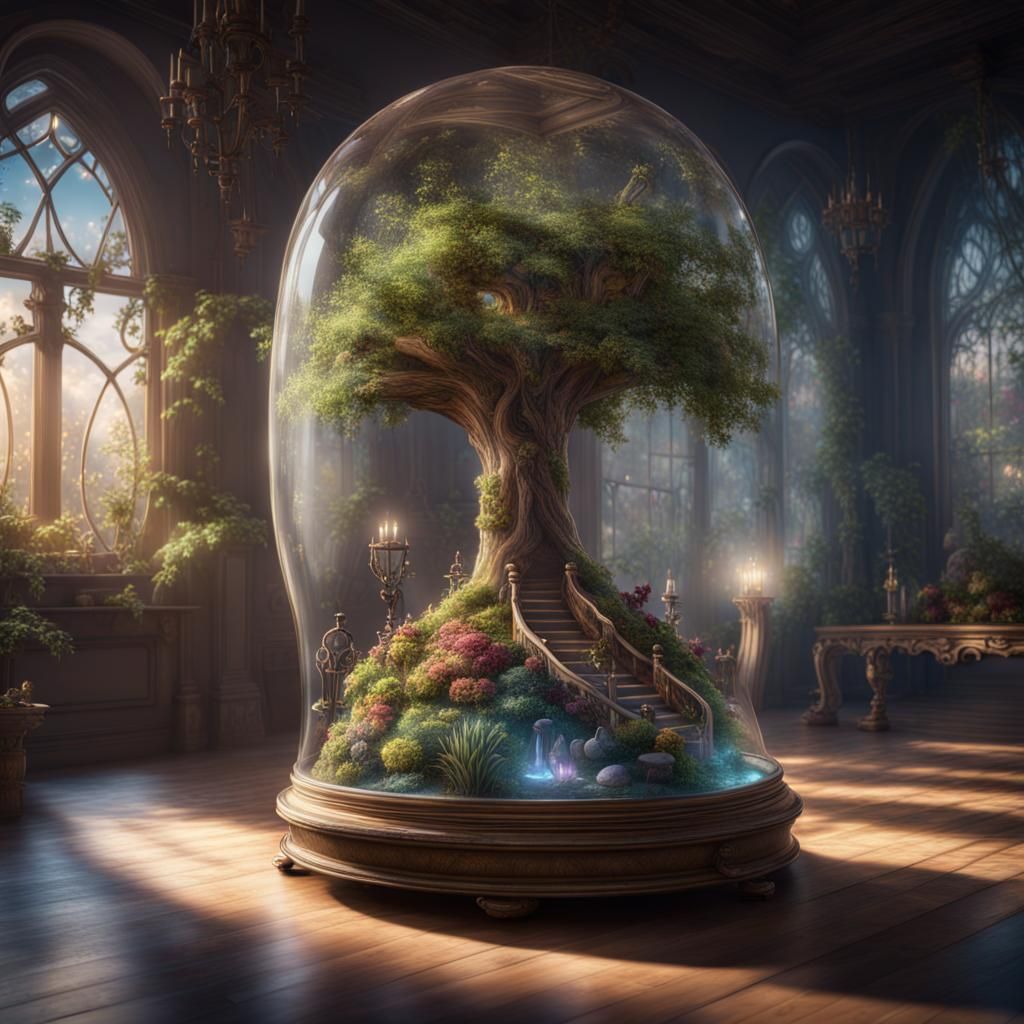 Magical Tree in Glass Slipper: Fantasy Art