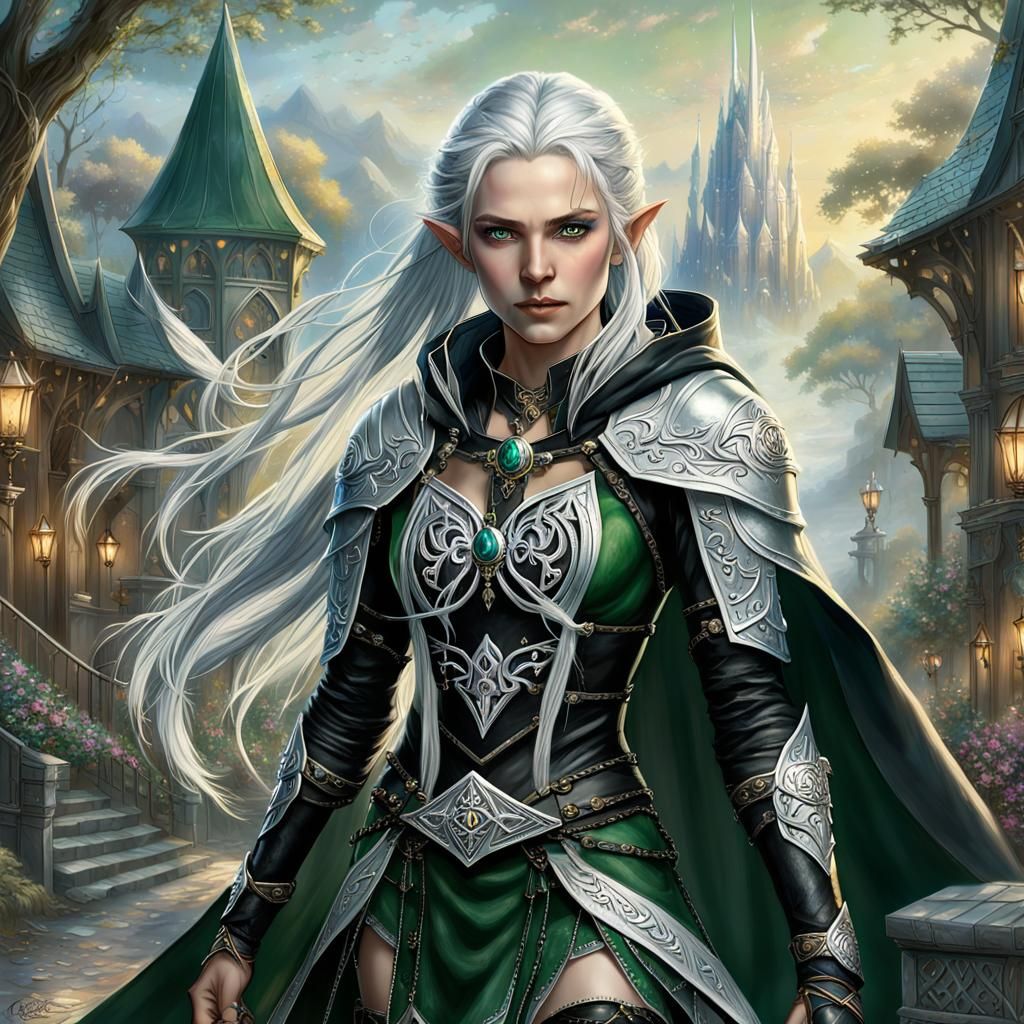 Ethereal High Elf Paladin in Fantasy Landscape