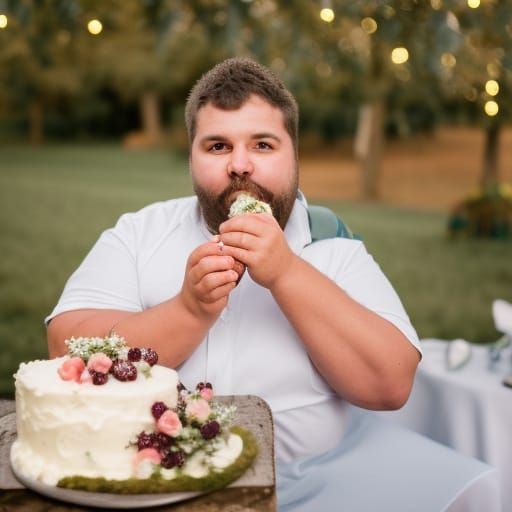 Big Man Eating the Wedding Cake