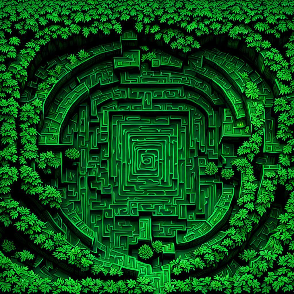 Fantasy Complex Hedge Maze Hyperdetailed