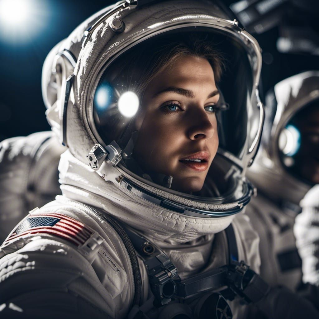 Honeymoon Couple on the Moon in Spacesuits