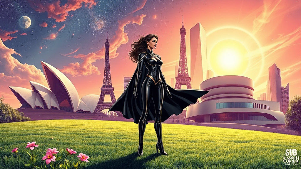 Futuristic Superheroine Overlooks Rebuilt Landmarks as Comic...