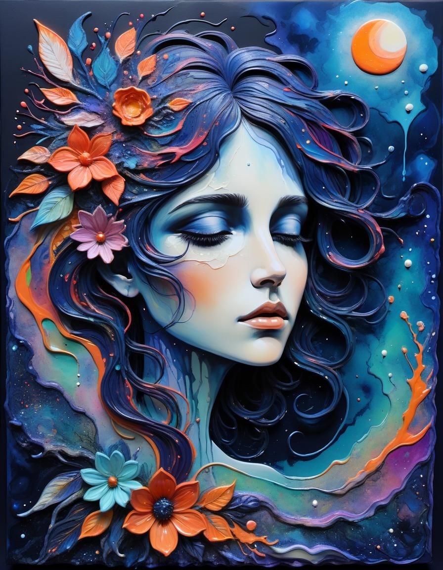 Midnight Dreamer in Mixed Media Style