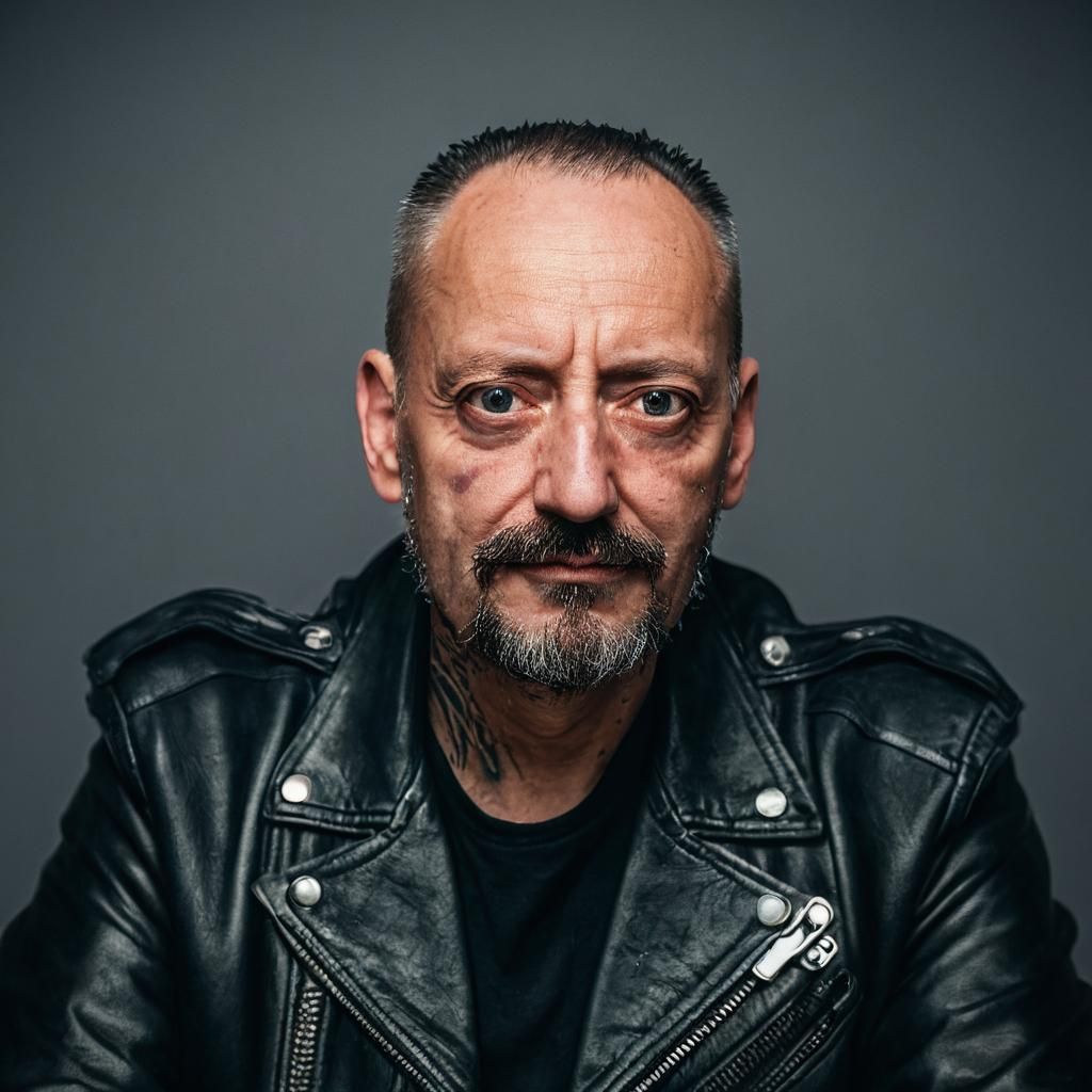 Biker Gang Member Portrait in Film Noir Style