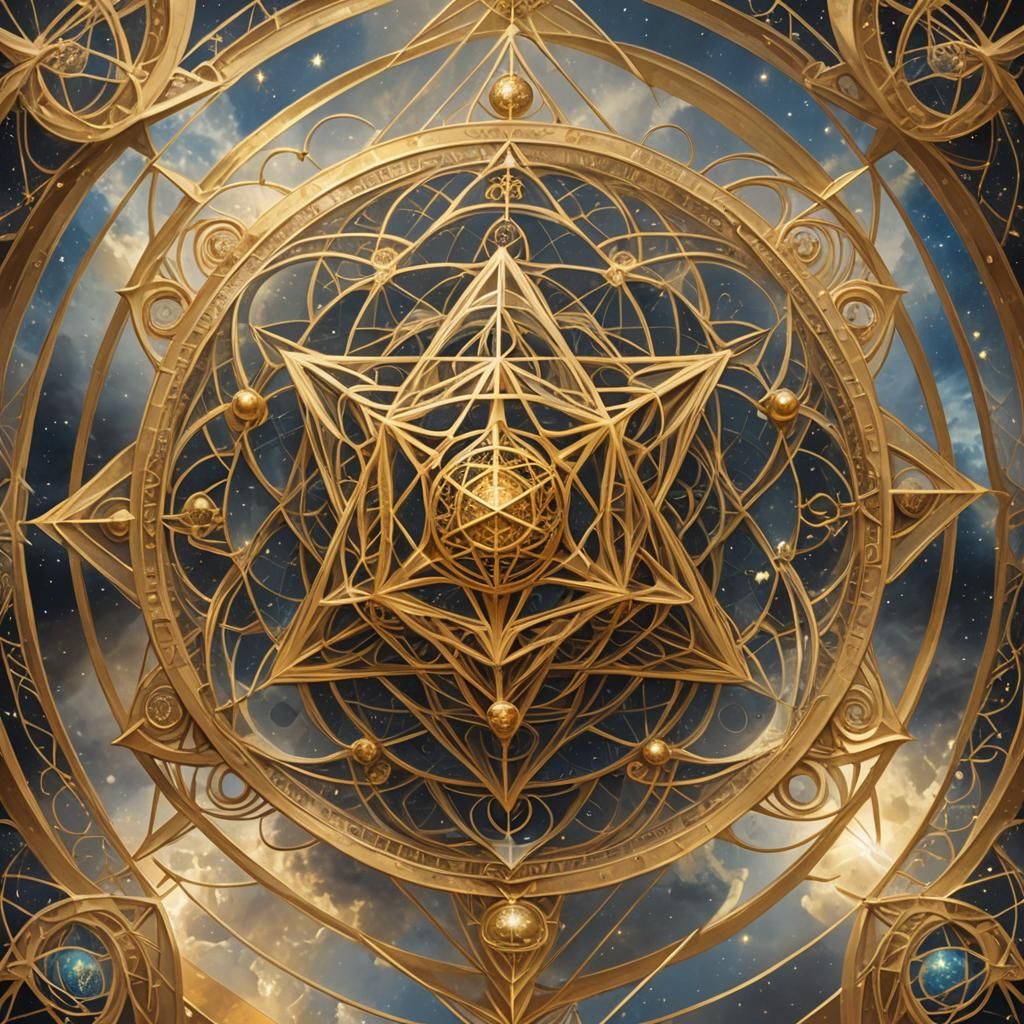 Golden Spirals with Sacred Geometry and Orbs