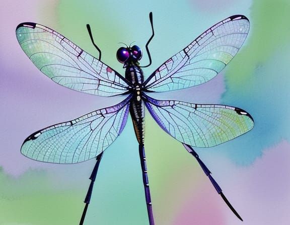 Ethereal Dragonfly in Watercolor Style