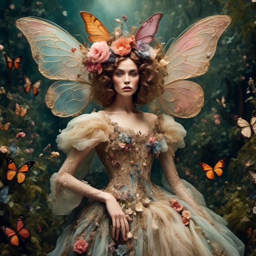 Fairy Models Vintage Couture on Forest Runway