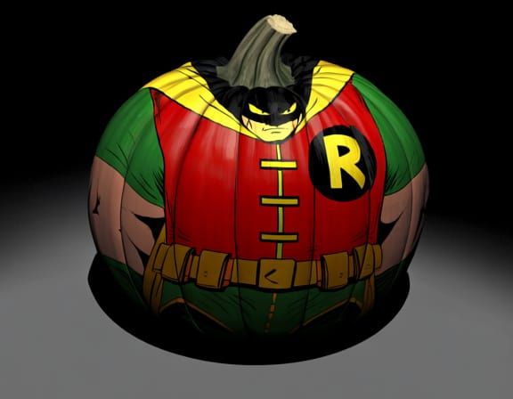 Robin Suit Pumpkin Art