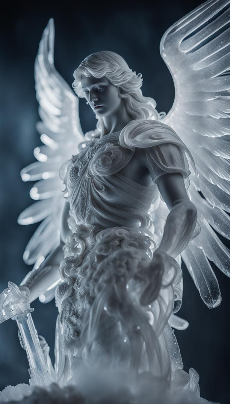 Seraphim Archangel Ice Sculpture in Crystal