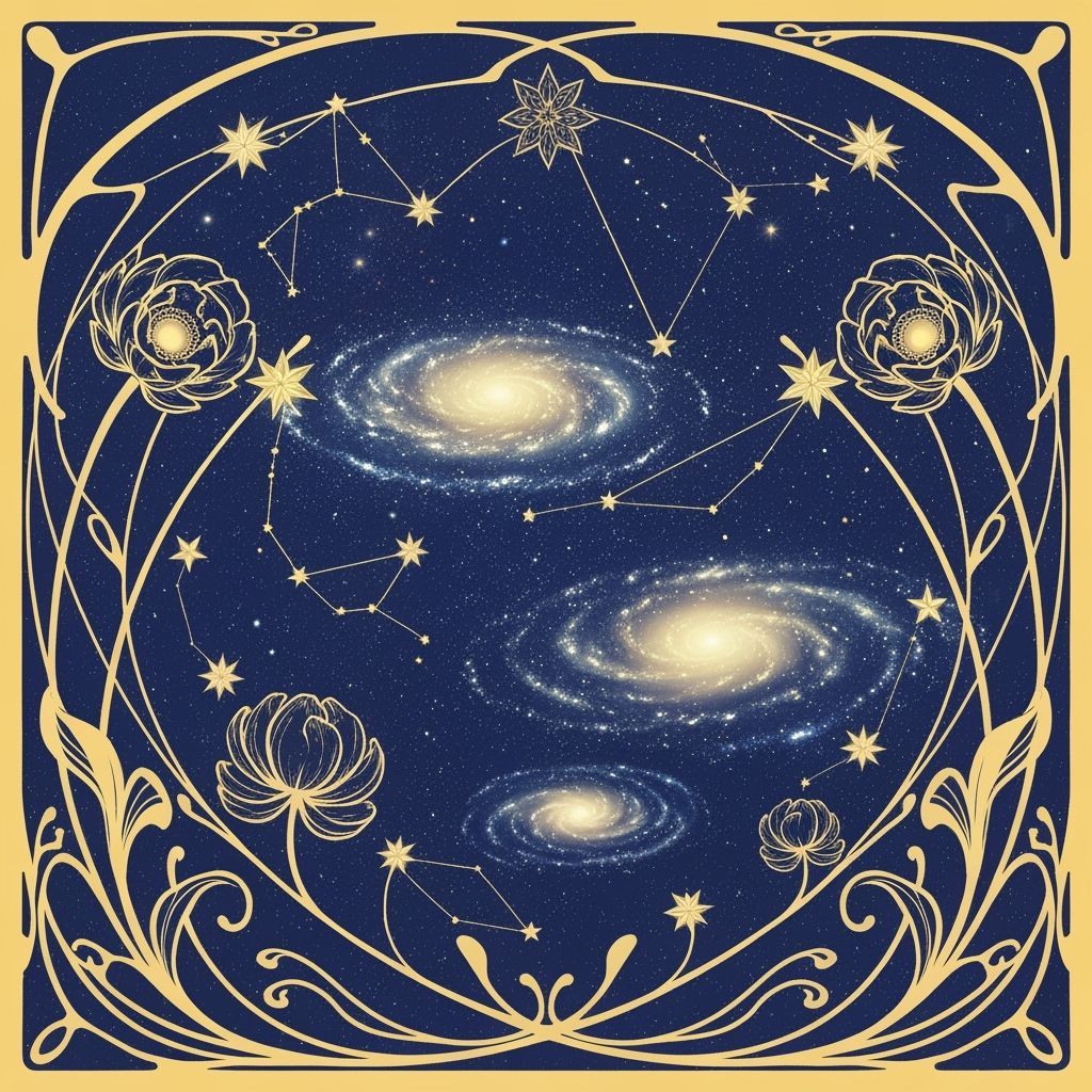 Celestial Star Garden in Art Nouveau Style