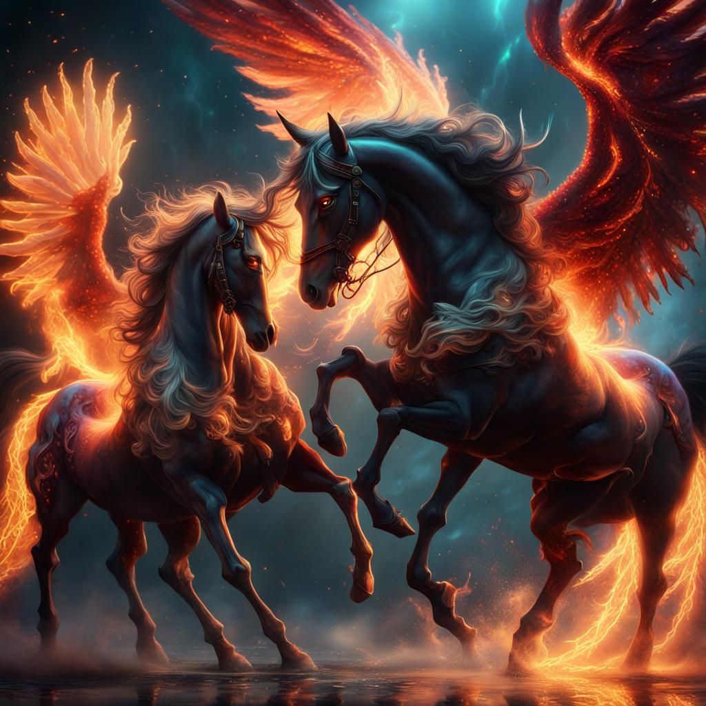 Angelic Horse Versus Demon Horse: Digital Matte Painting