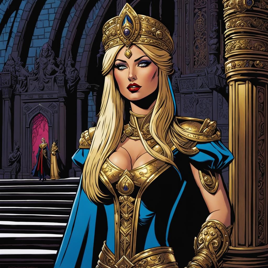 Duchess in Evil Temple, Comic Art Illustration
