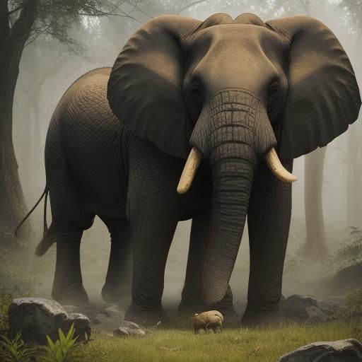 Elephant Eating Leaves in Sunny Wildlife Photography