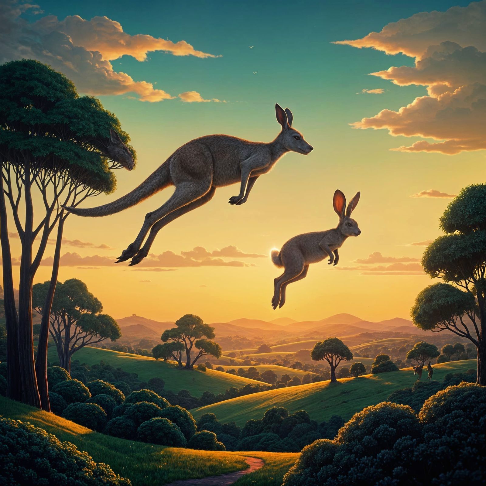 Daily Challenge #705: Things That Hop - A kangaroo and a rabbit in a friendly hopping contest