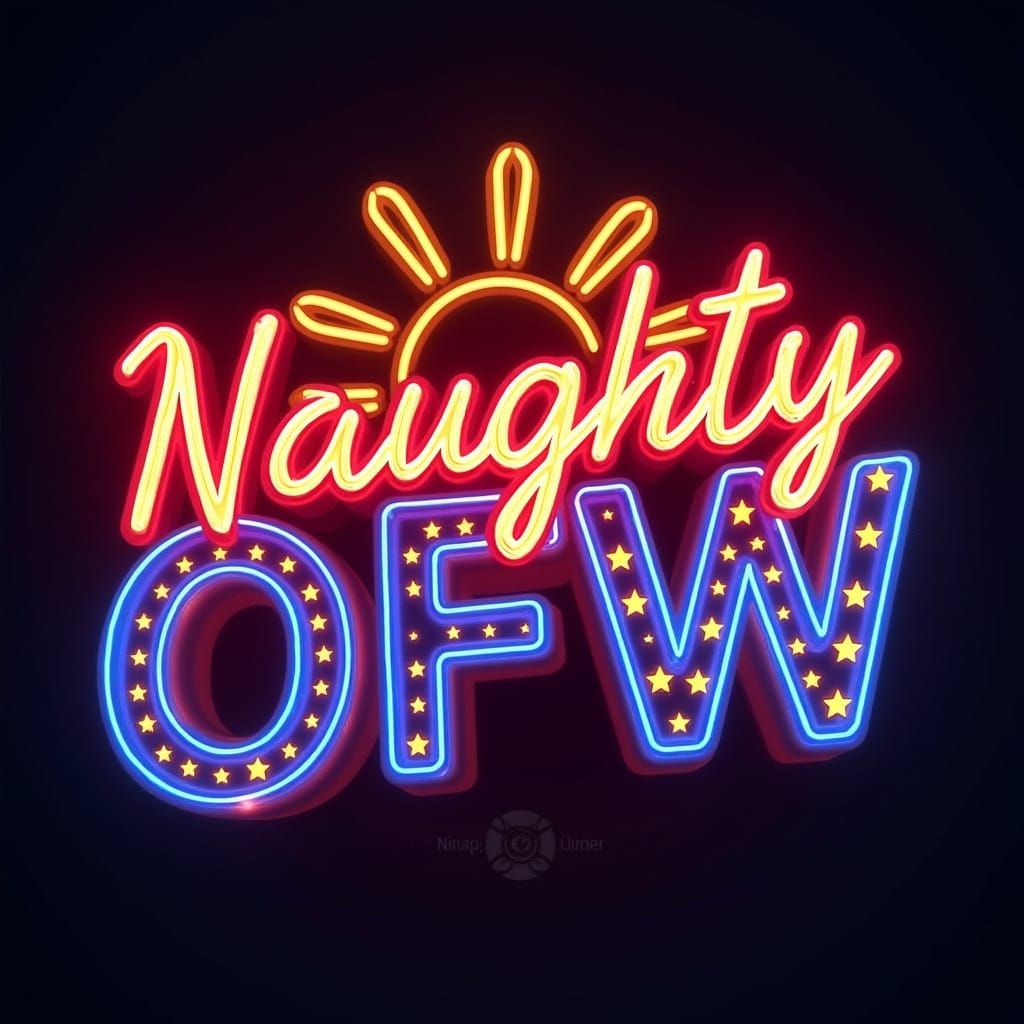 Neon Philippine Flag Logo in Vibrant Red and Blue