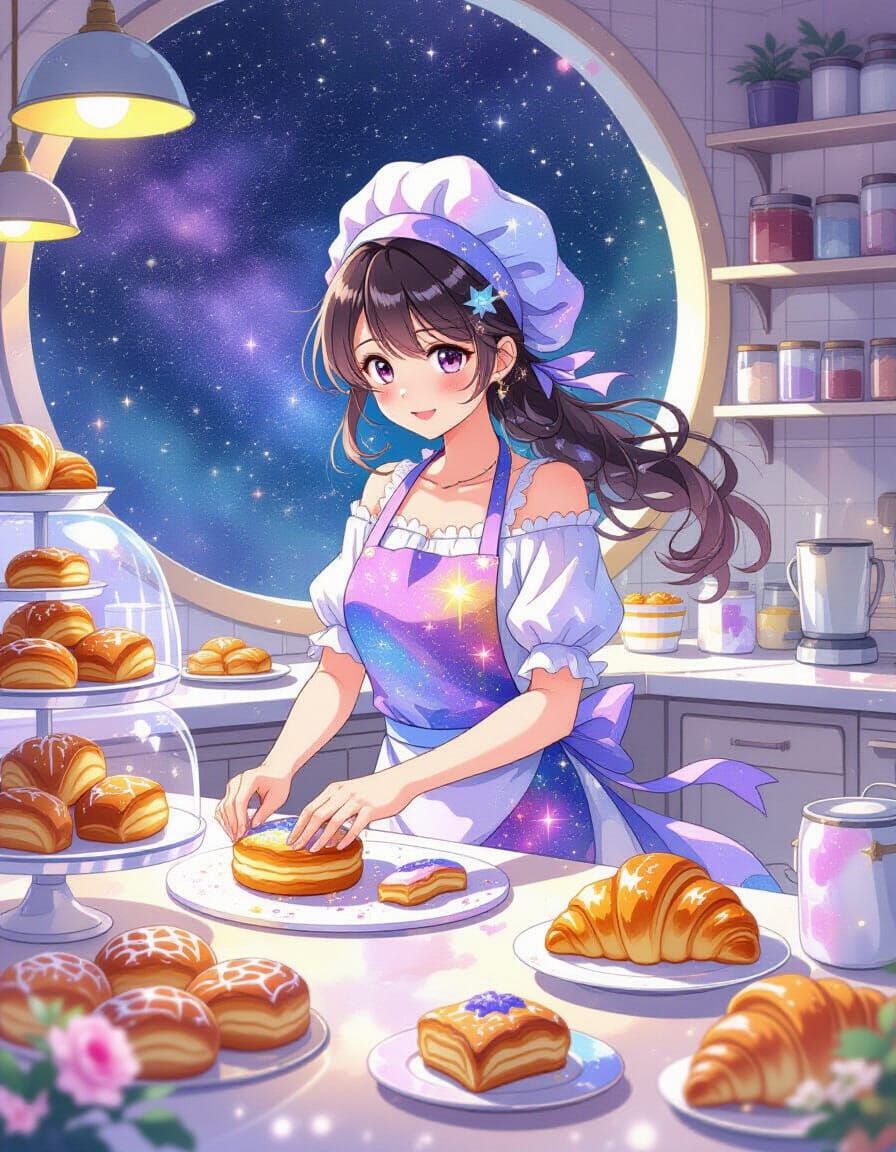 Celestial Baker Crafts Starlight Pastries: Anime Style