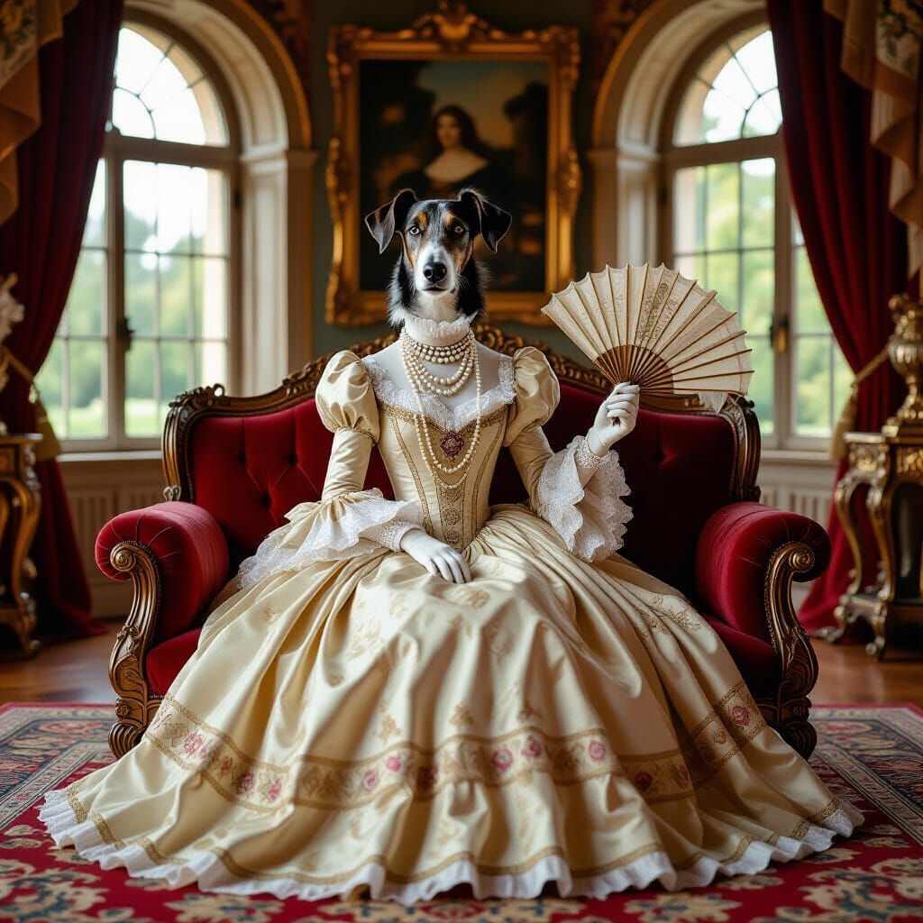 Victorian Irish Wolfhound Portrait in Da Vinci Style