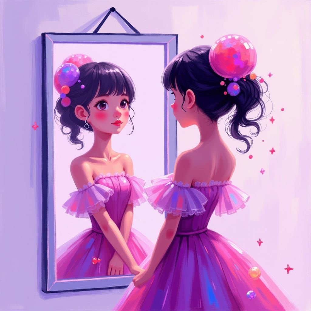 Abstract Digital Art of a Character in a Mirror