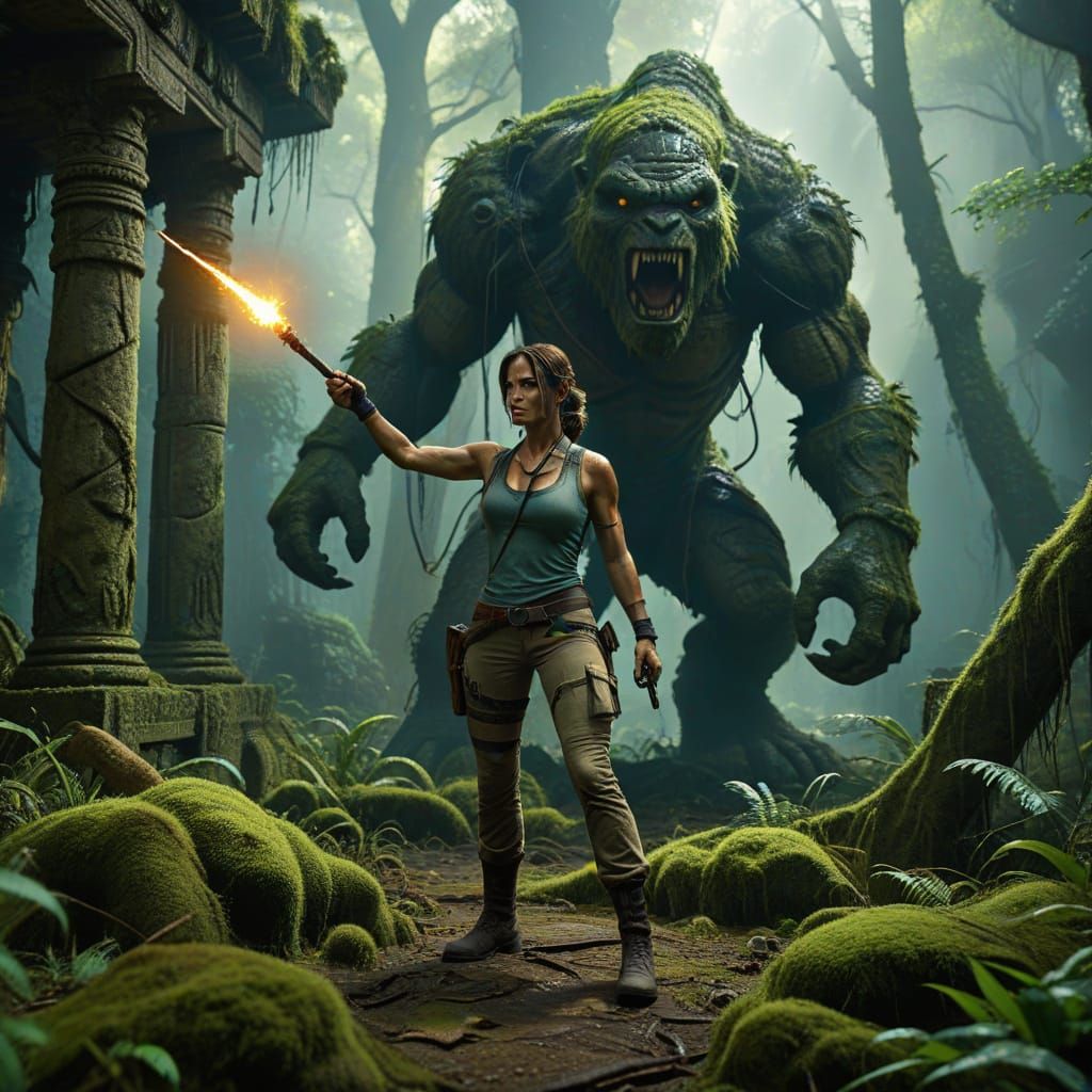 Lara Croft Finds Relic in Abandoned Temple