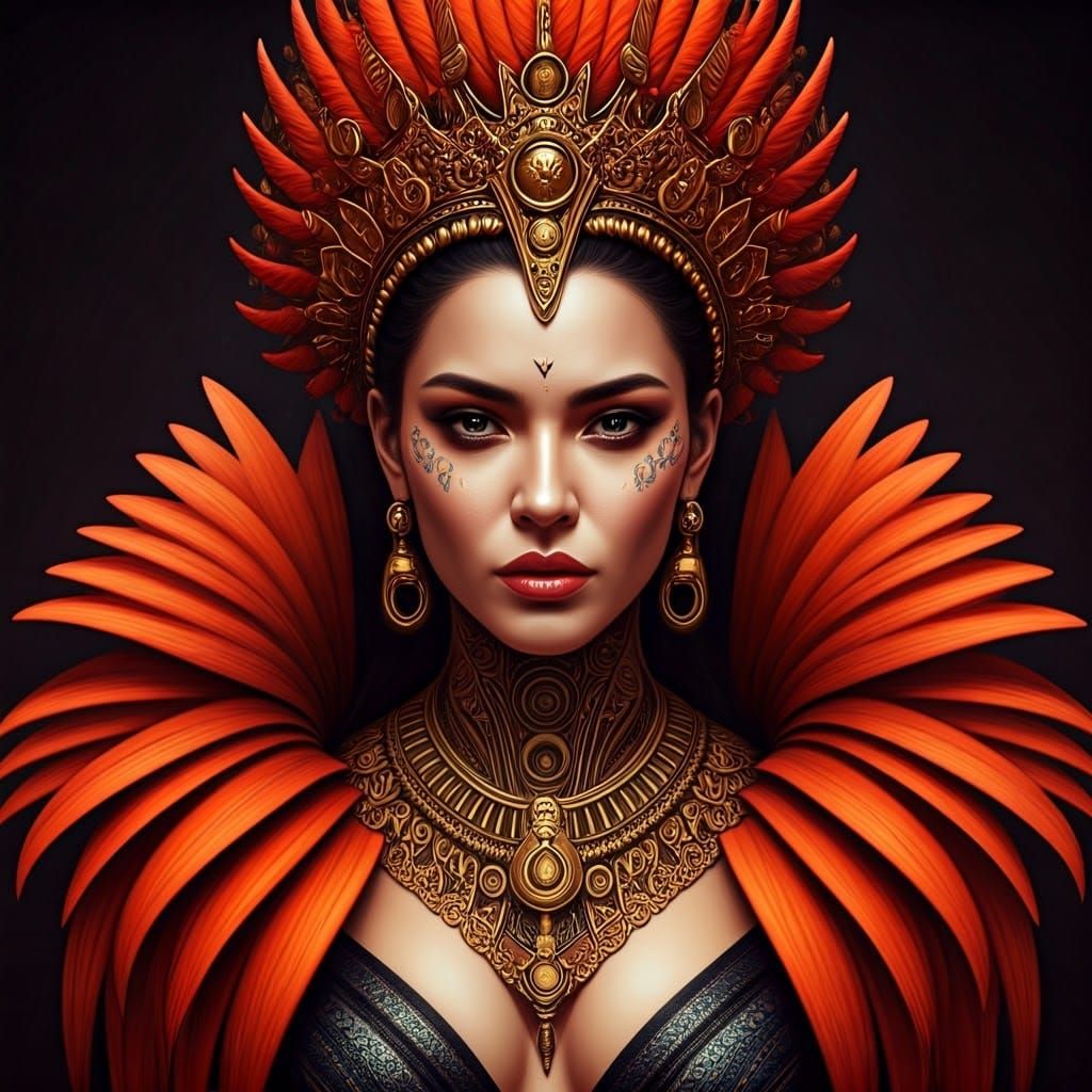 Futuristic Warrior Princess with Intricate Tattoos