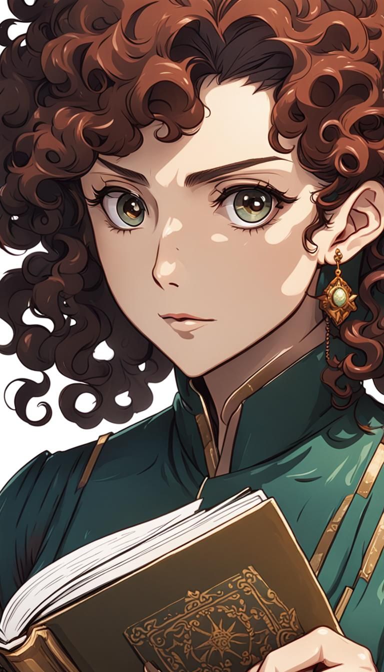 Anime Portrait: Pakistani Woman Reading Book