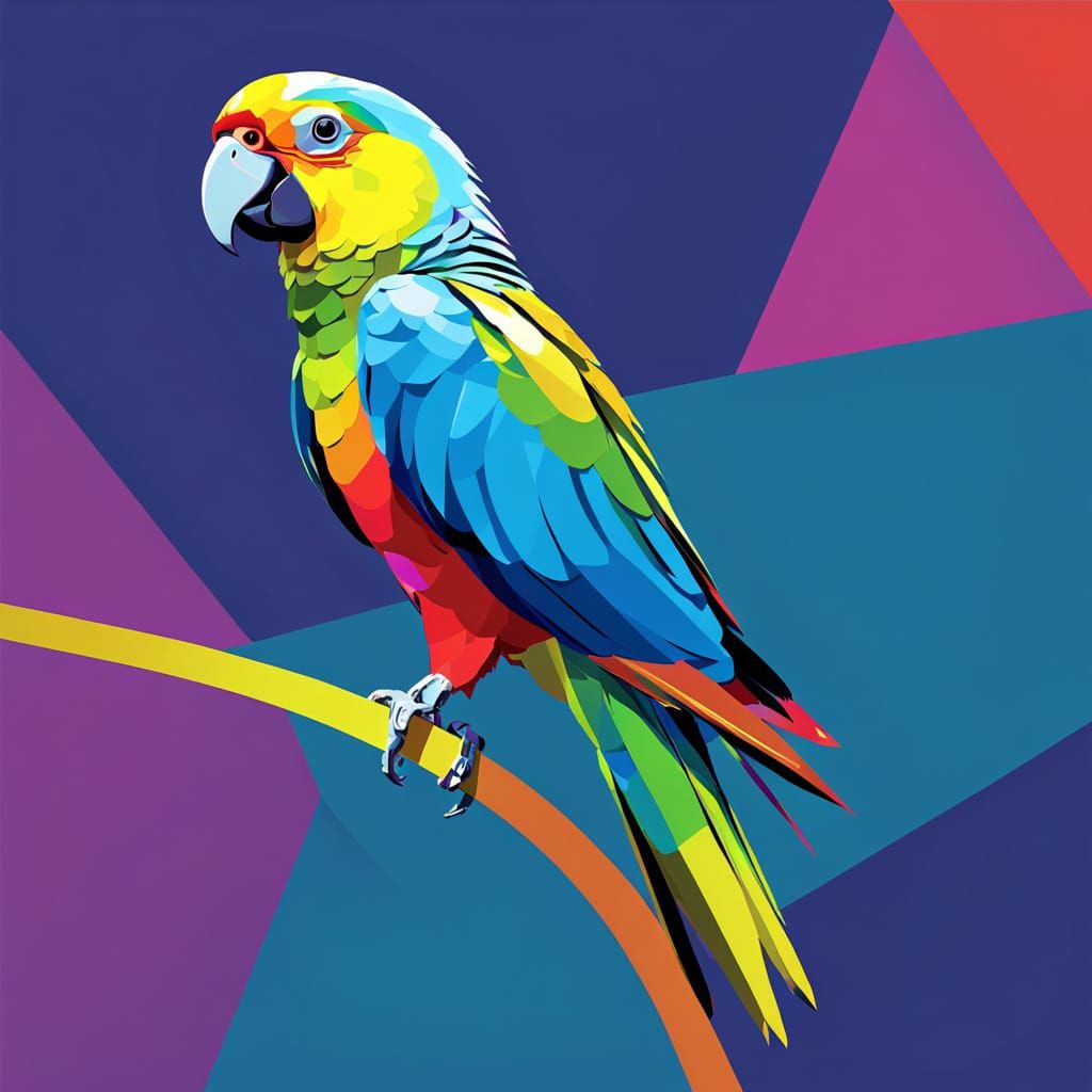 WPAP Parrot Art in Geometric Bauhaus Style