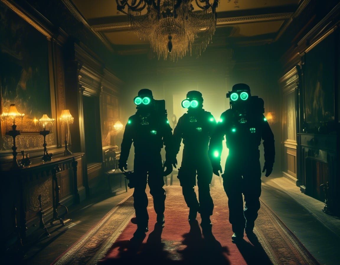 Ghost Hunters Explore Haunted Mansion with Night Vision