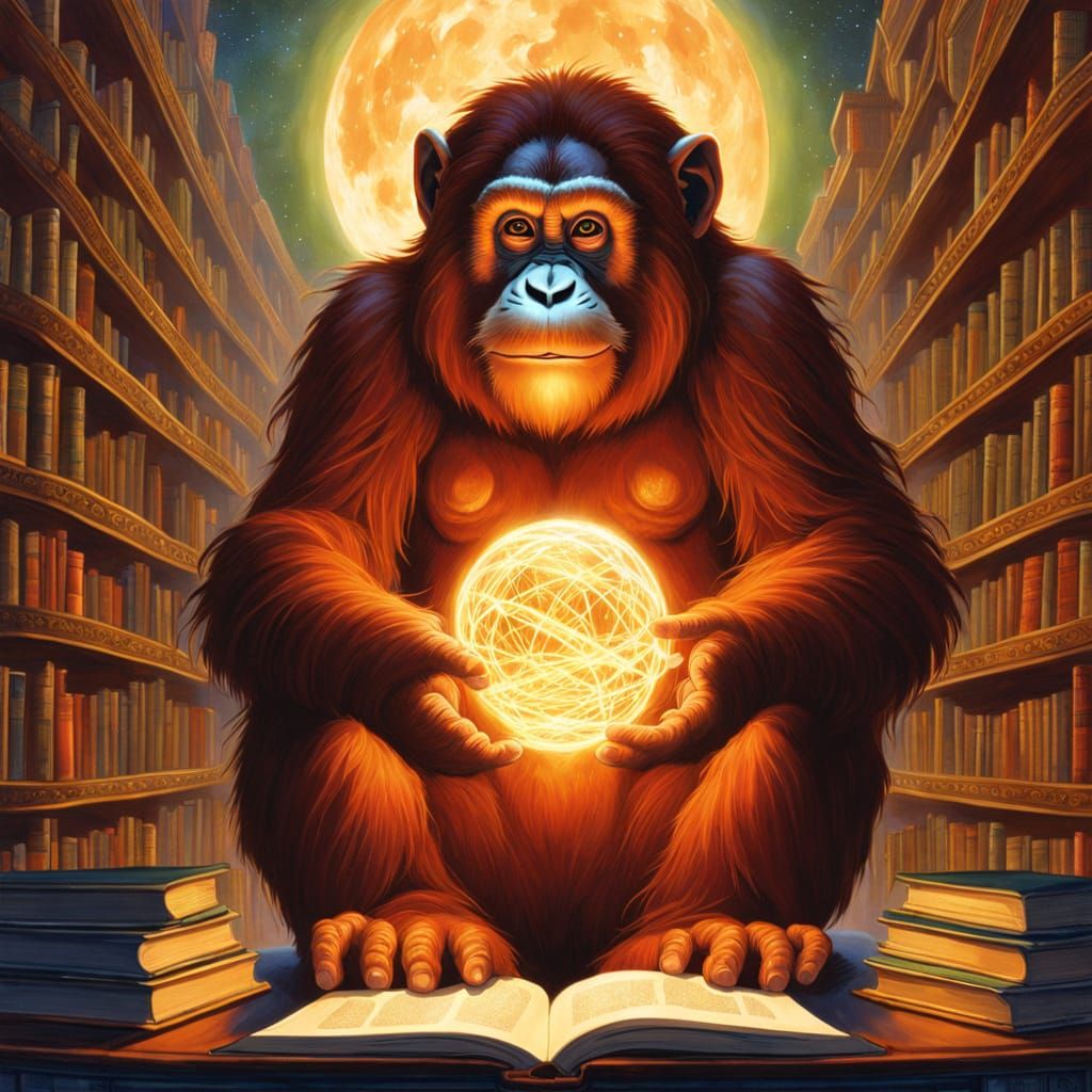 Mystical Orang-Utan in Celestial Library