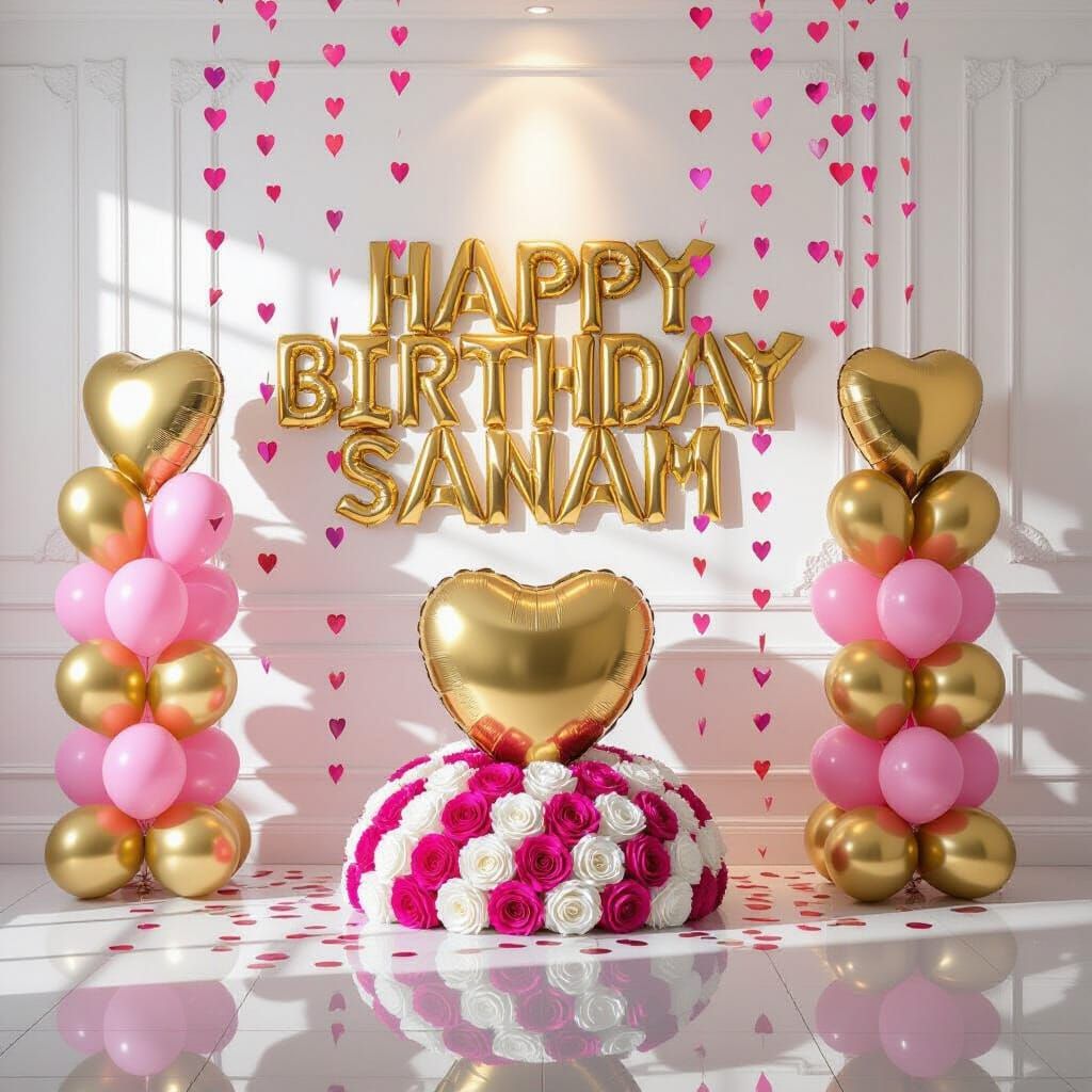 Elegant Birthday Celebration with Gold Lettering