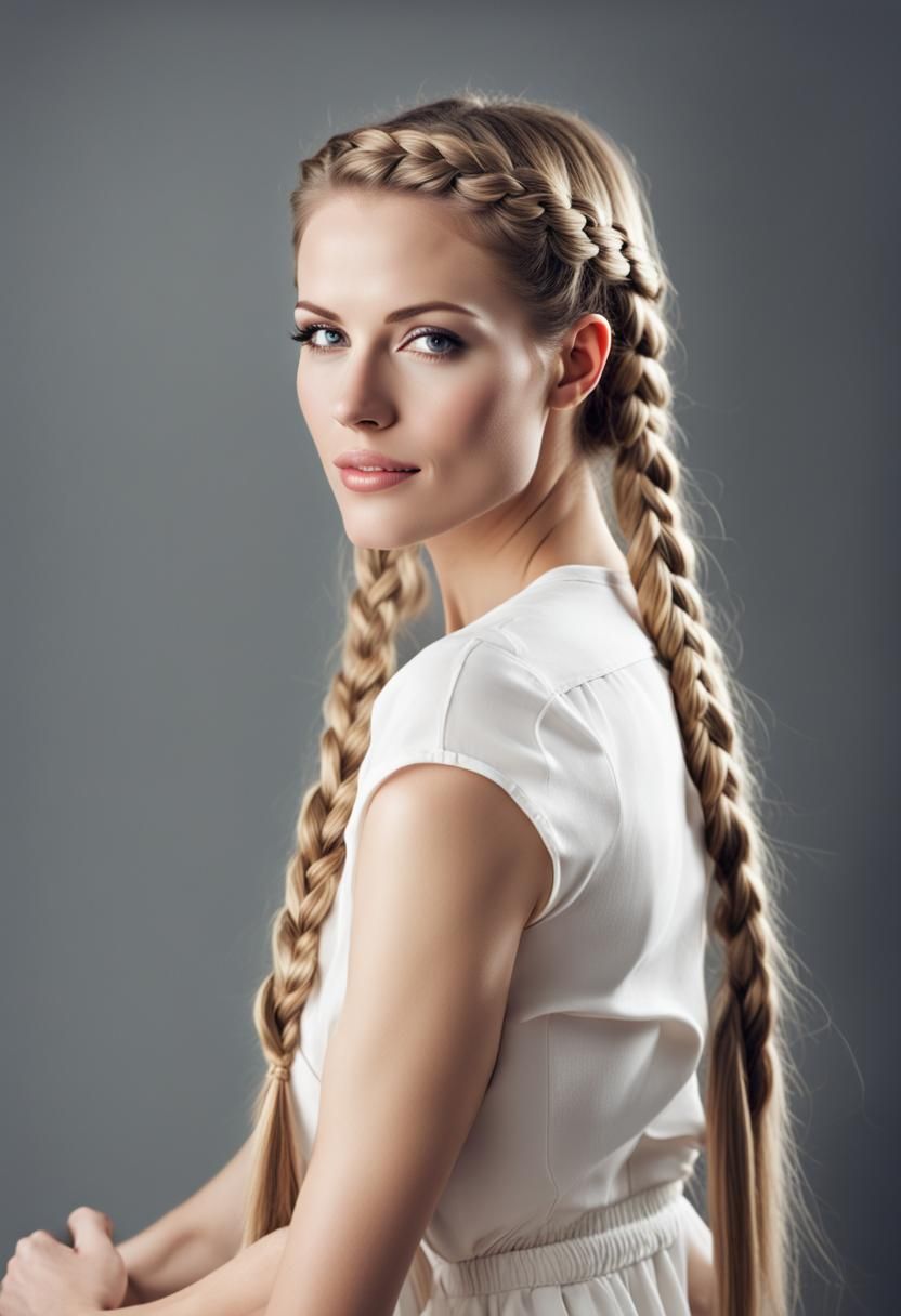 Beautiful Woman with Long Braid Portrait