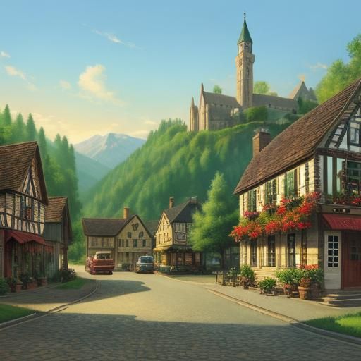 Nostalgic Scene of a Quaint Little Town