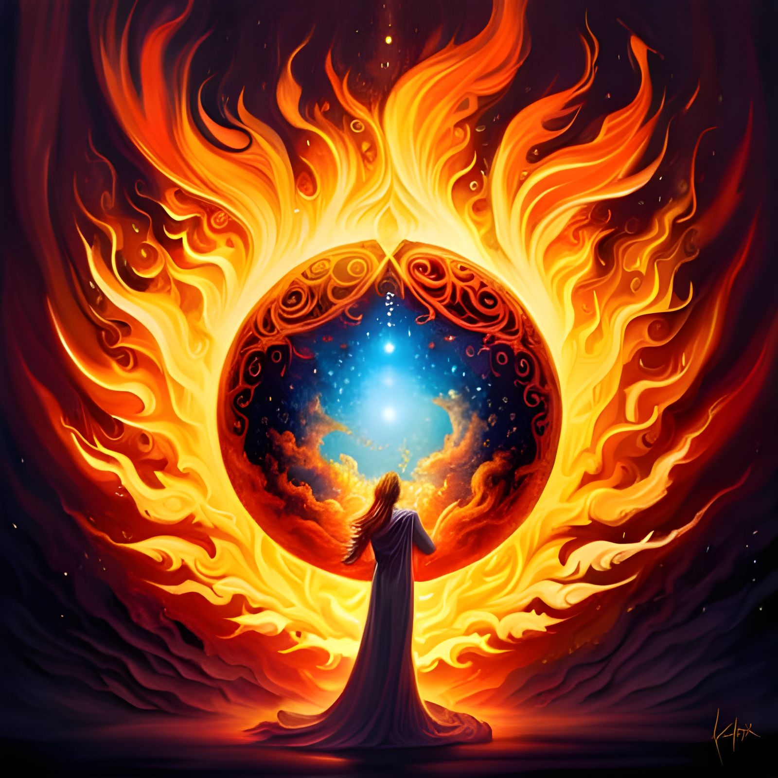 Magical Orb of Fire: A Fantastical Artwork