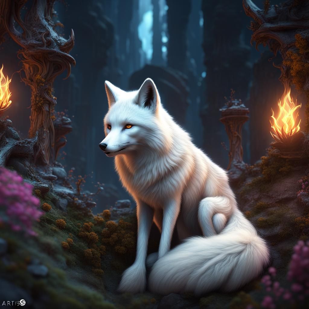 Radiant White Fox Concept Art in 8K
