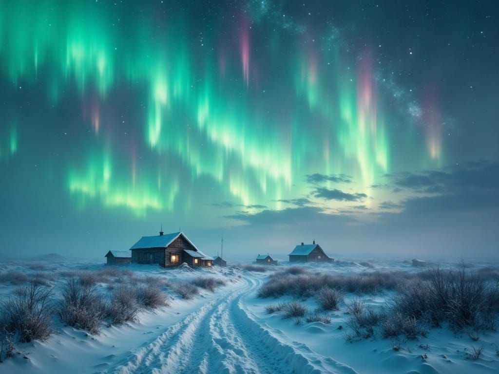 Ethereal Aurora Borealis Dance Across the Polar Sky
