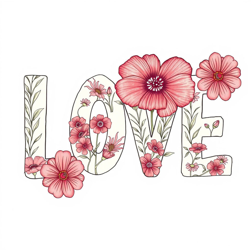 Whimsical Floral LOVE Letters