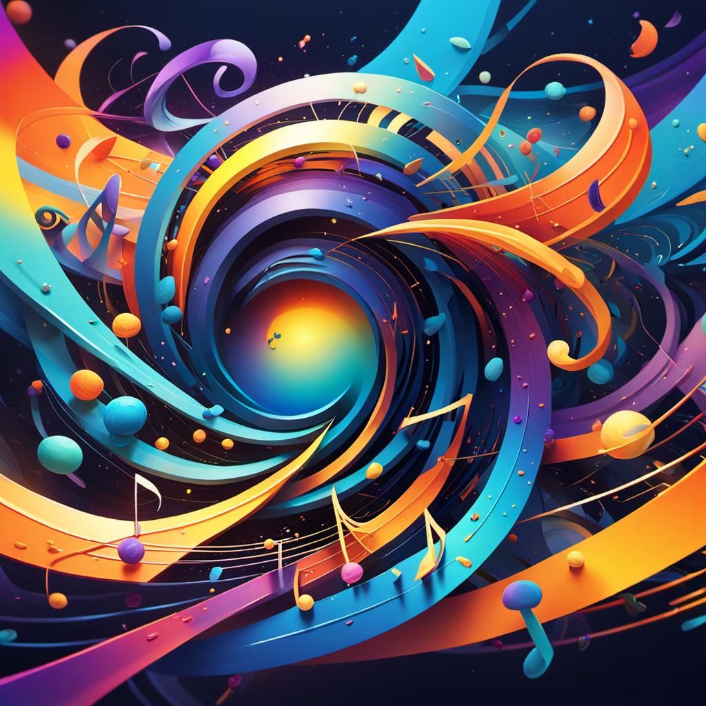 Vibrant Abstract Art with Geometric Music Notes