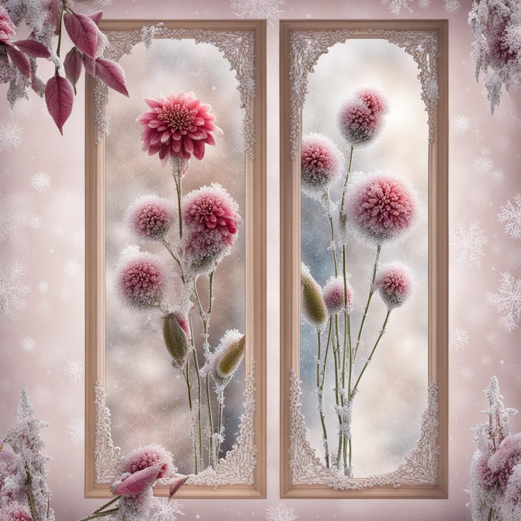 Frozen Flowers in Ice