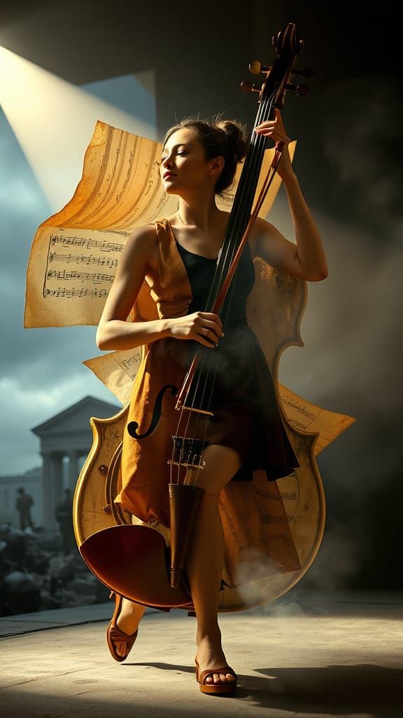 Steampunk Mechatron Double Exposure in Watercolor Style