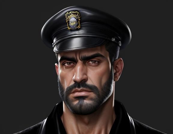 Hirsute Policeman in Velvet Robe, Impressionist Style