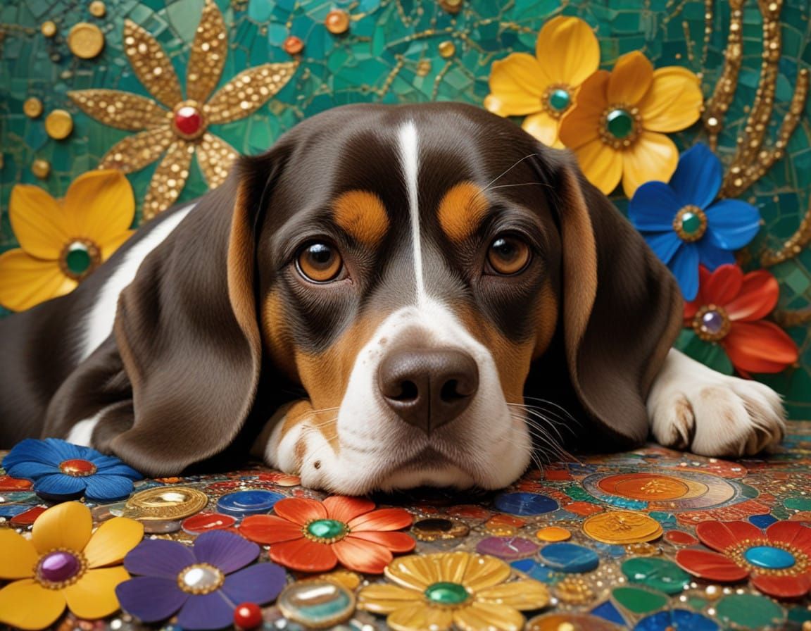 Enchanted Beagle in a Whimsical Kaleidoscope