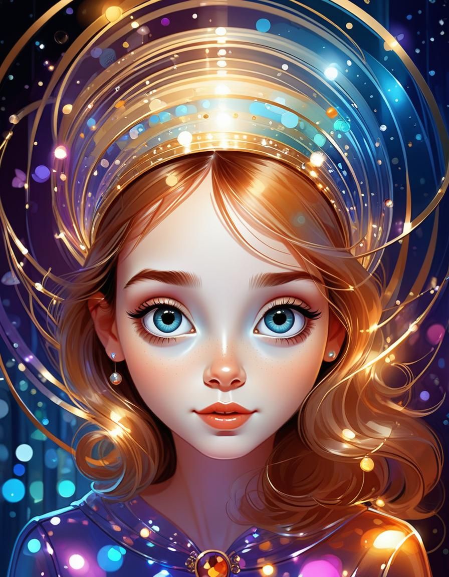 Cute Metallic Character with Big Eyes in Digital Illustratio...