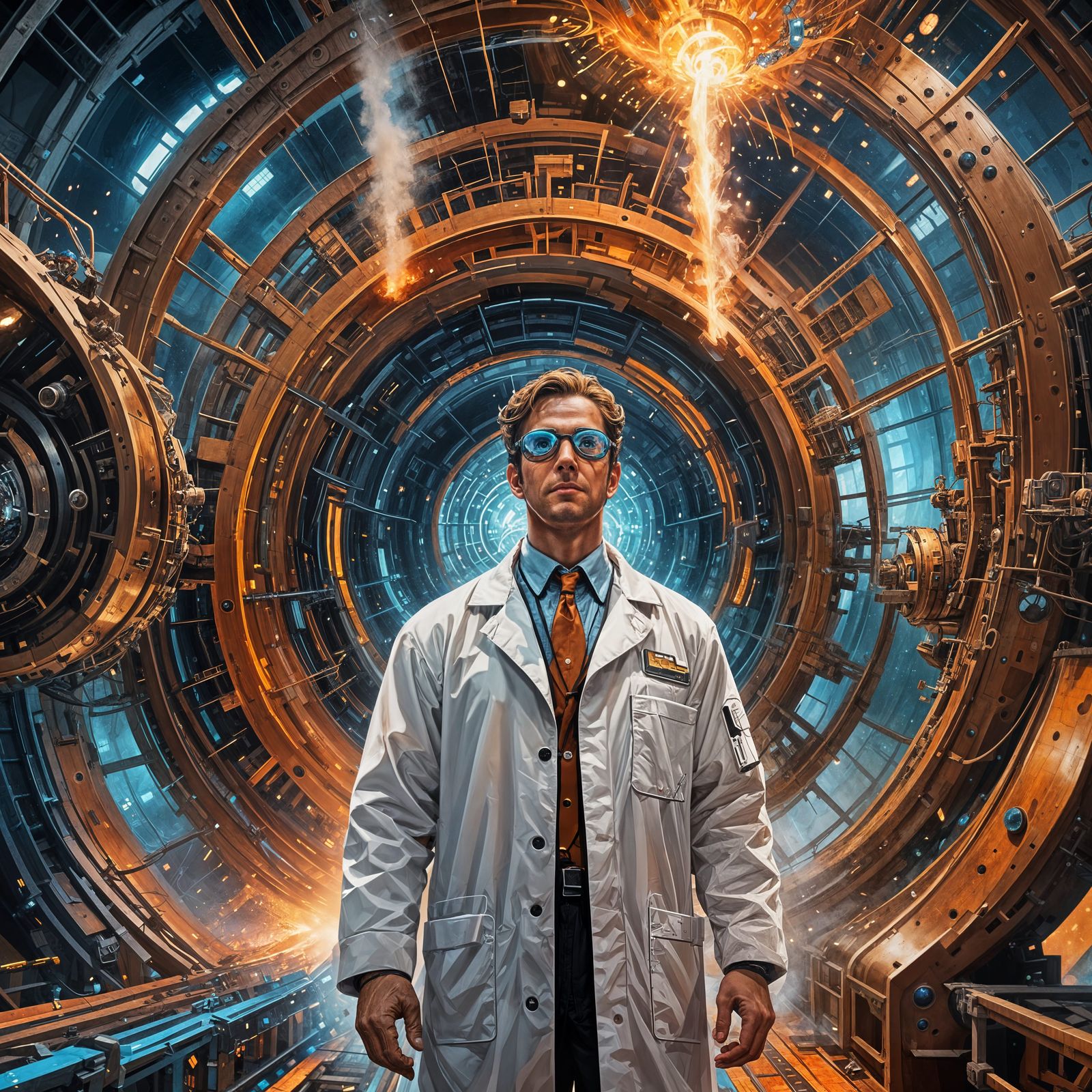 Scientist Trapped in Hadron Collider: Detailed Matte Paintin...